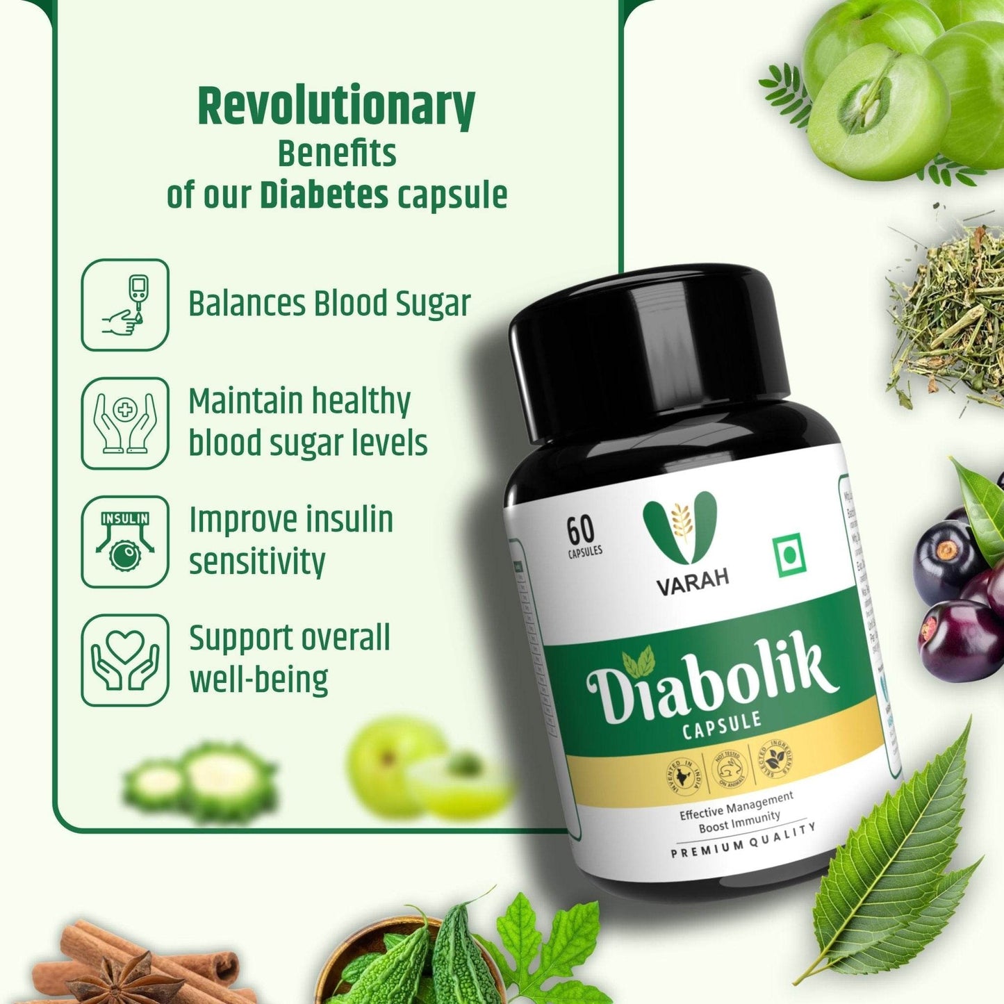 Diabolik Sugar Care Capsules | 60 Capsules - VARAH HEALTHCARE