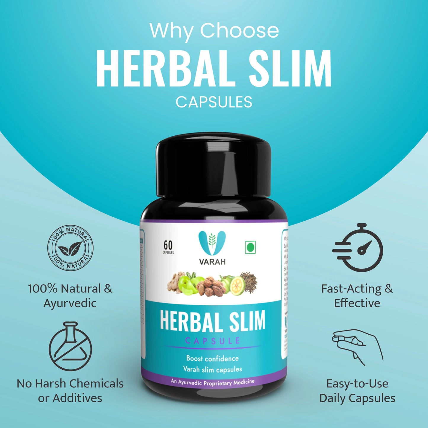 Herbal Slim | 60 Capsules - VARAH HEALTHCARE