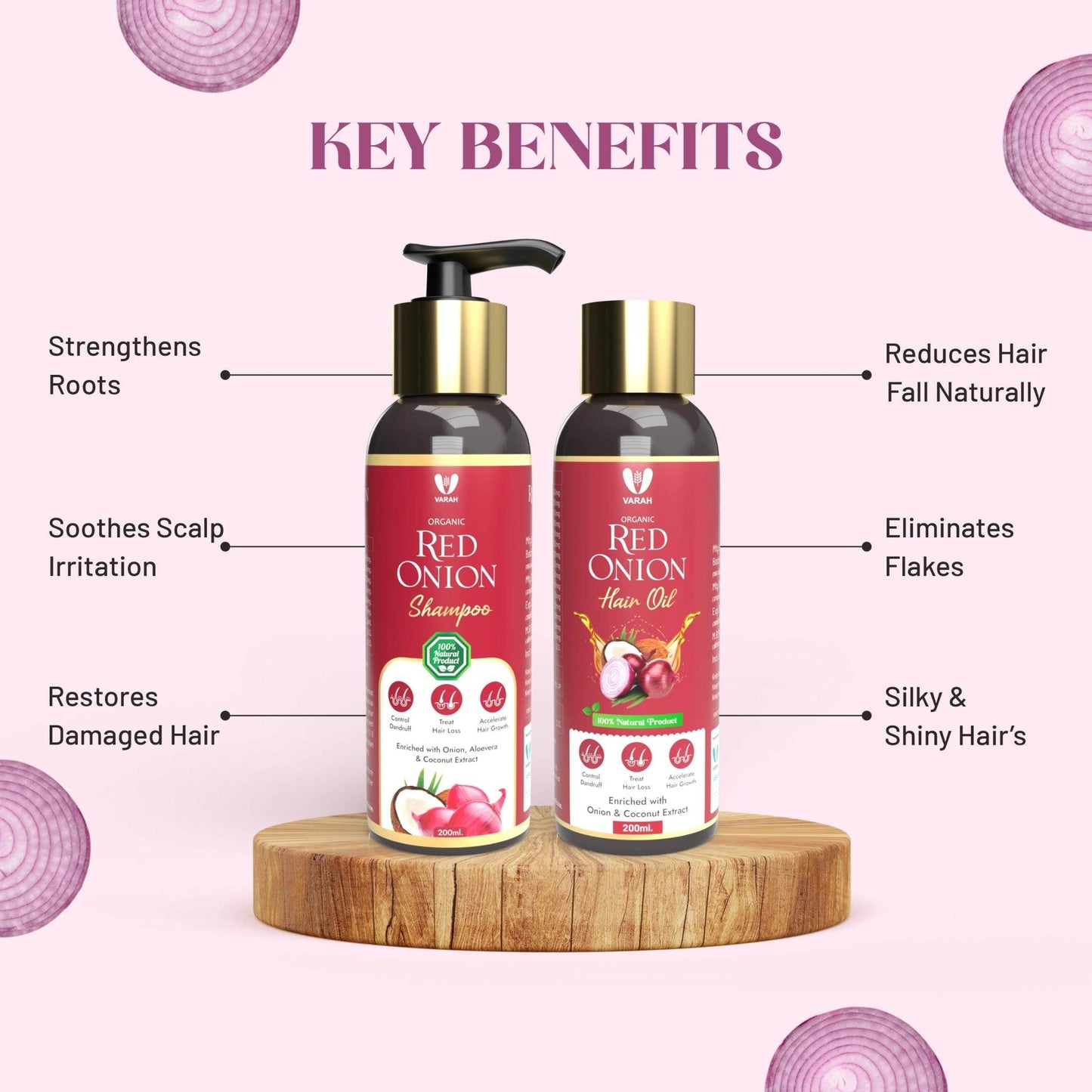 Onion Hair Oil & Onion Hair Shampoo Combo | 400 ML - VARAH HEALTHCARE