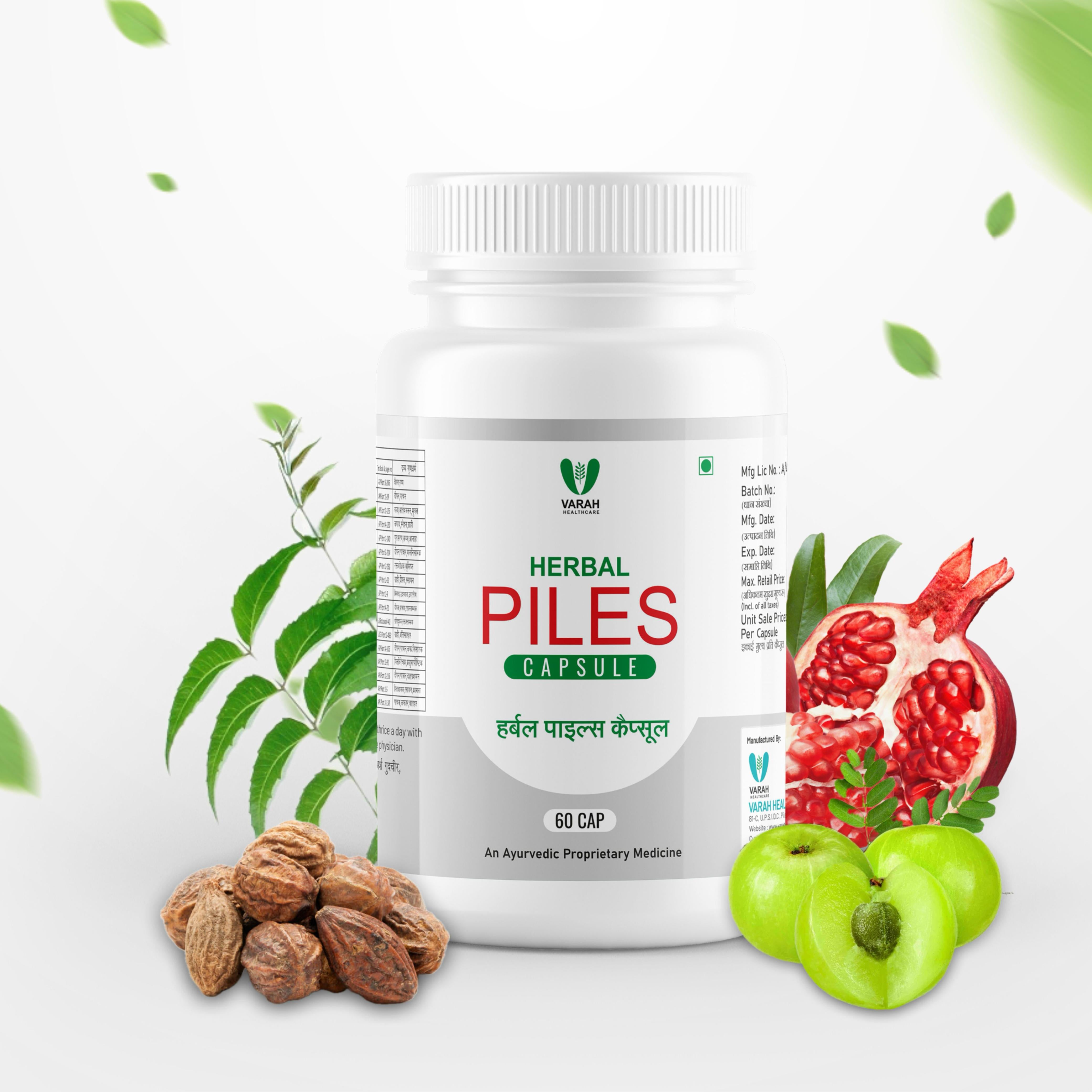 Piles Herbal Capsules  Natural Relief for Hemorrhoids Bottle of 30 Capsule