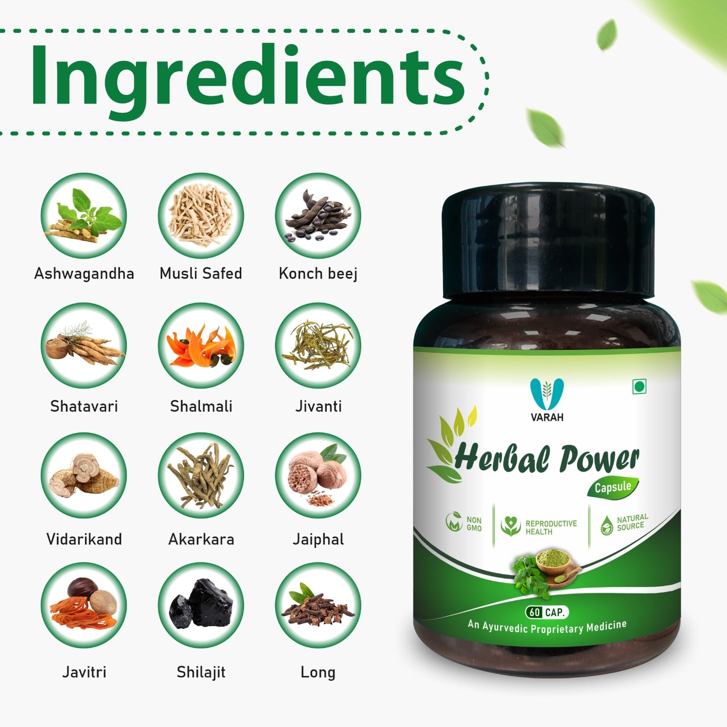 Herbal Power Capsules for Strength, Energy, Stamina & Overall Wellness