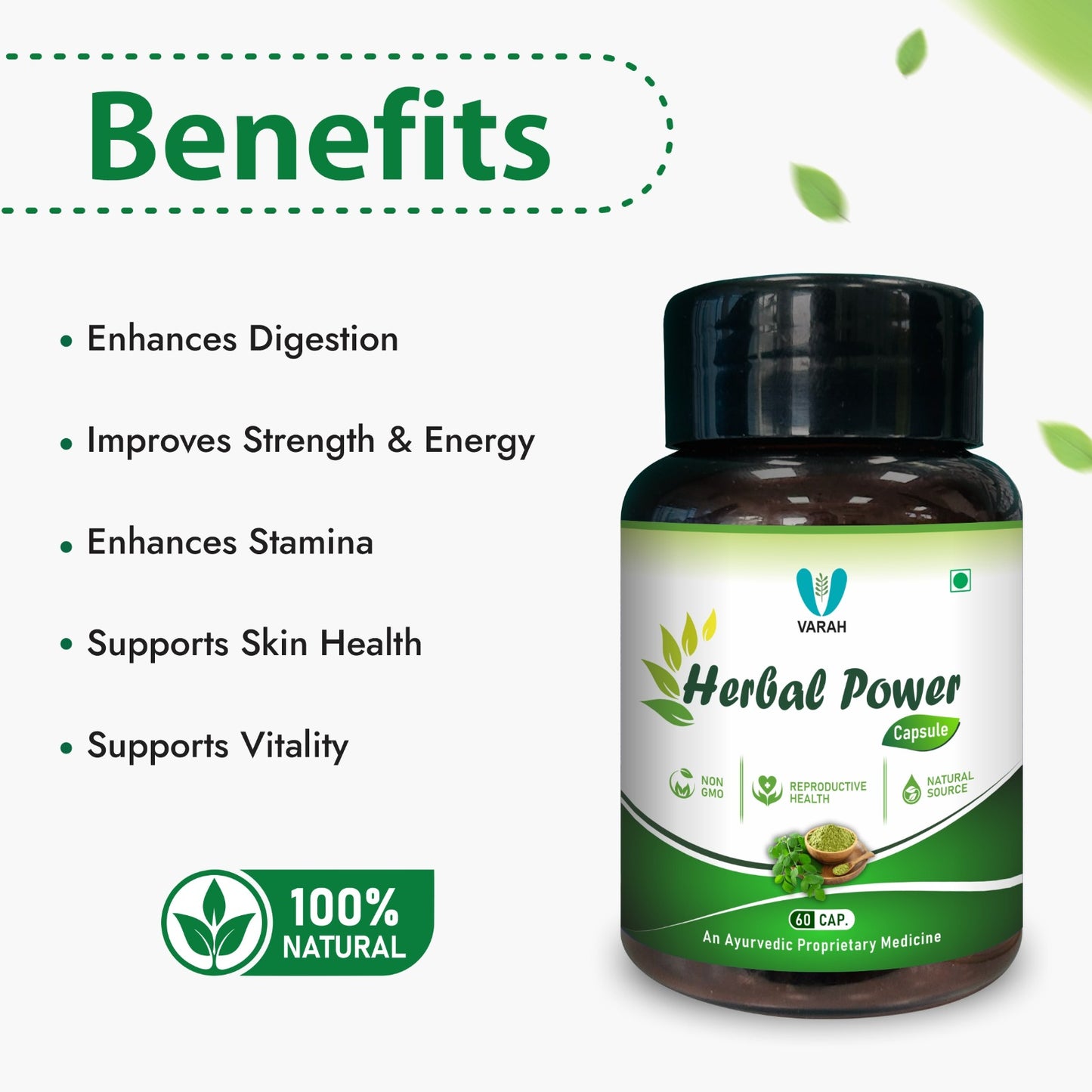 Herbal Power Capsules for Strength, Energy, Stamina & Overall Wellness