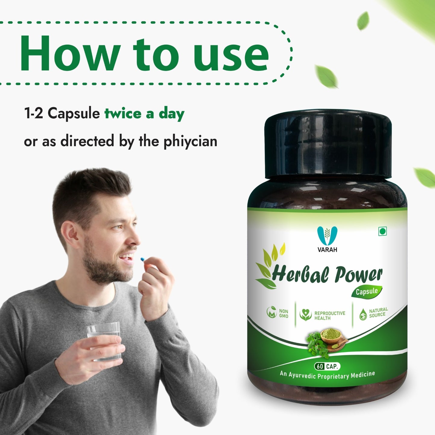 Herbal Power Capsules for Strength, Energy, Stamina & Overall Wellness