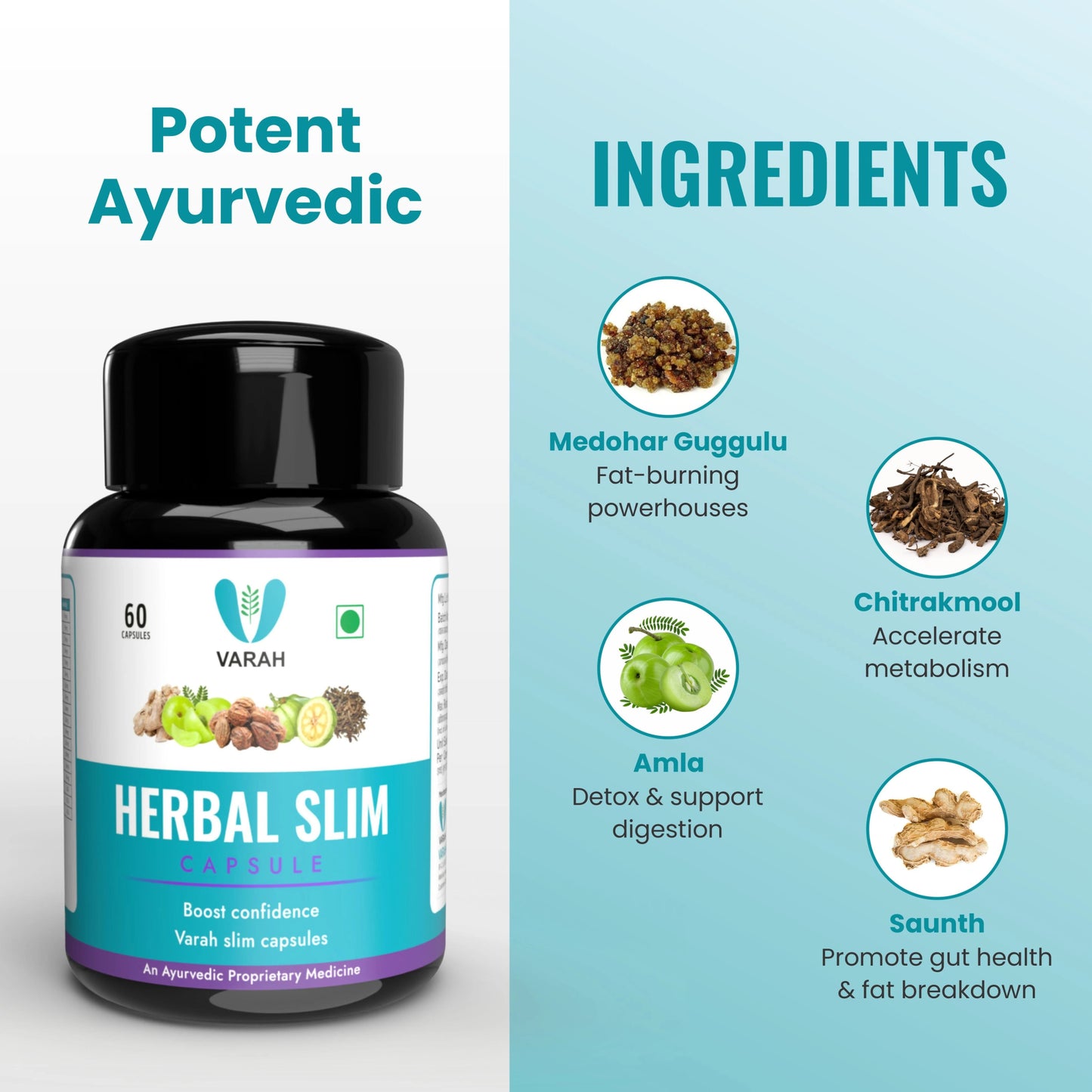 Herbal Slim | 60 Capsules - VARAH HEALTHCARE