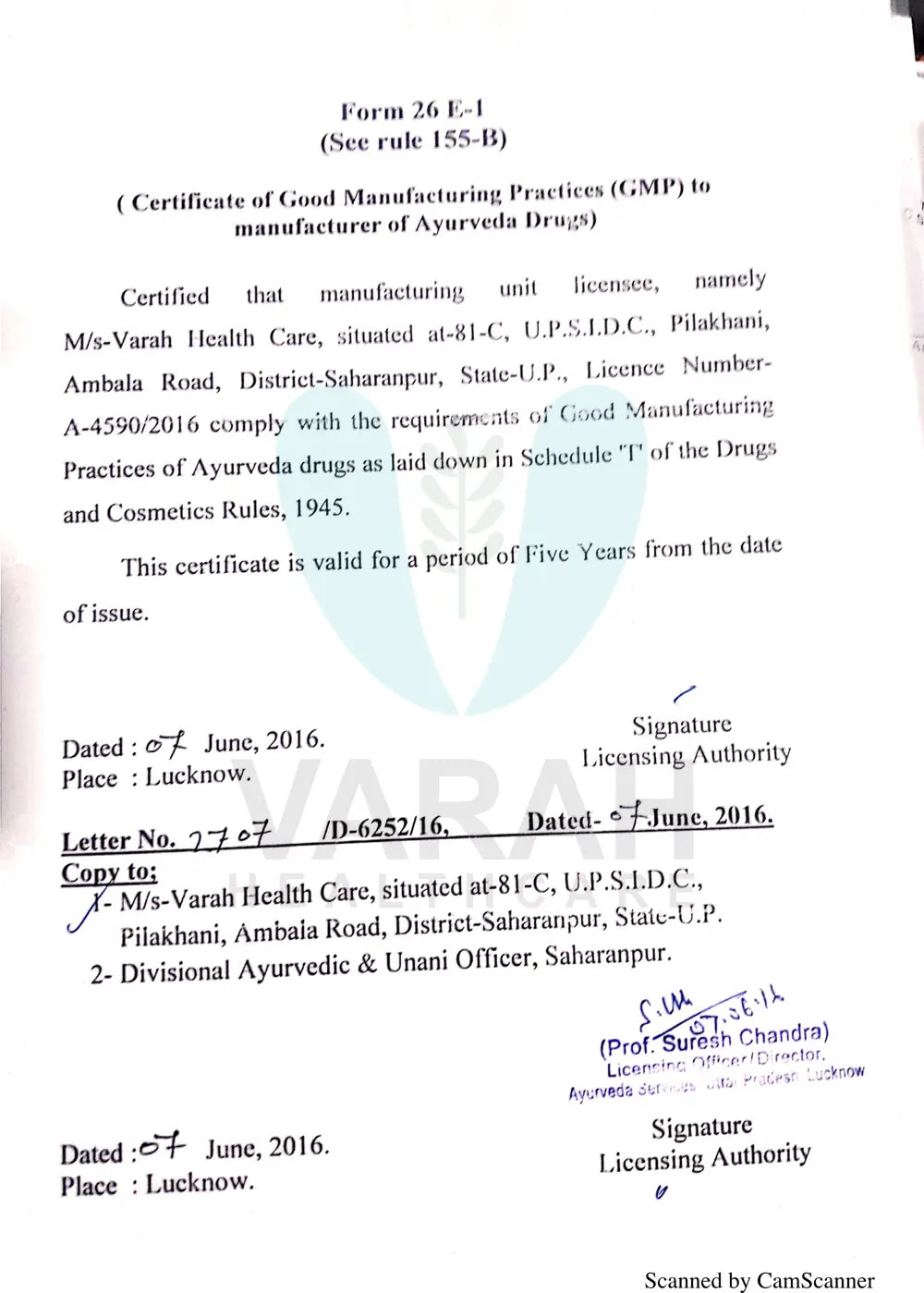 GMP Certificate — Varah Healthcare